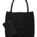 Деталь - черная недорогая женская сумки из натуральной замши от TRENDYBAGS. Модель Korsar. 
